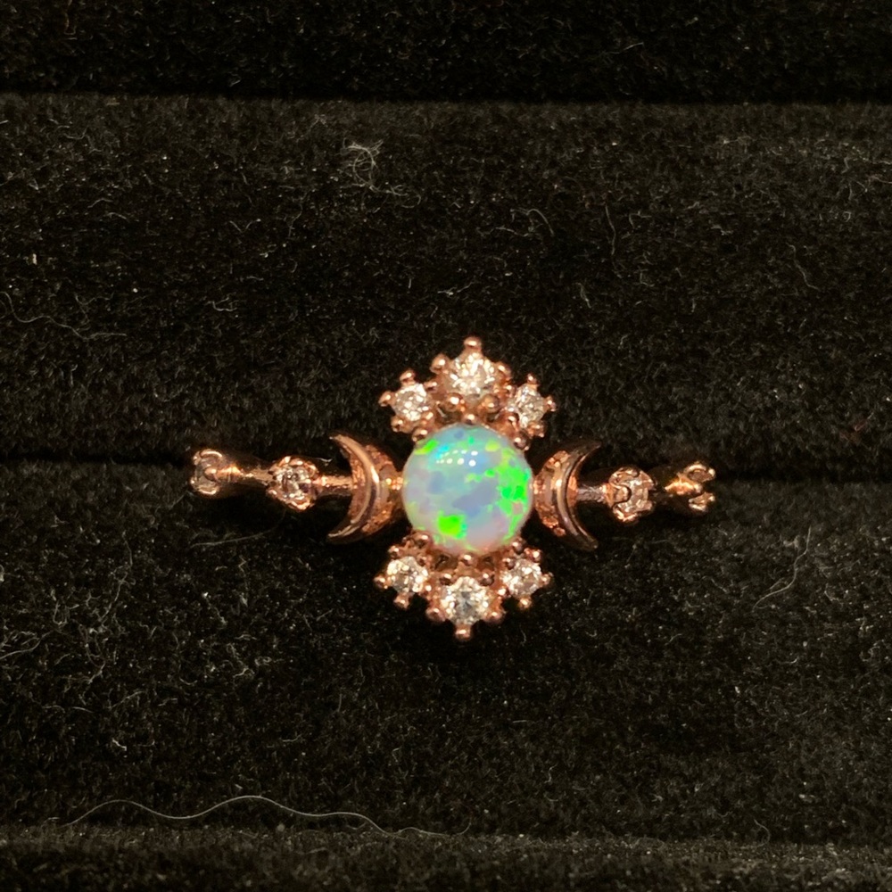 Opal moon ring